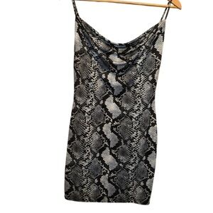 Nordstrom Snakeskin Slip Dress in Black and Gray 3/4 Jump Apparel NEW